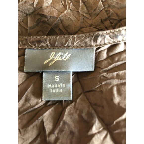 J Jill Scandi Preppy Brown 100% SIlk Sleeveless Top Small - Picture 6 of 8
